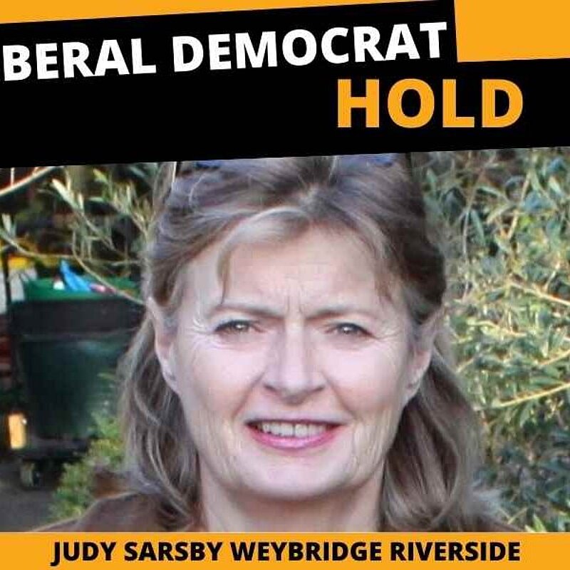 A picture of Judy and text saying hold in Weybridge Riverside