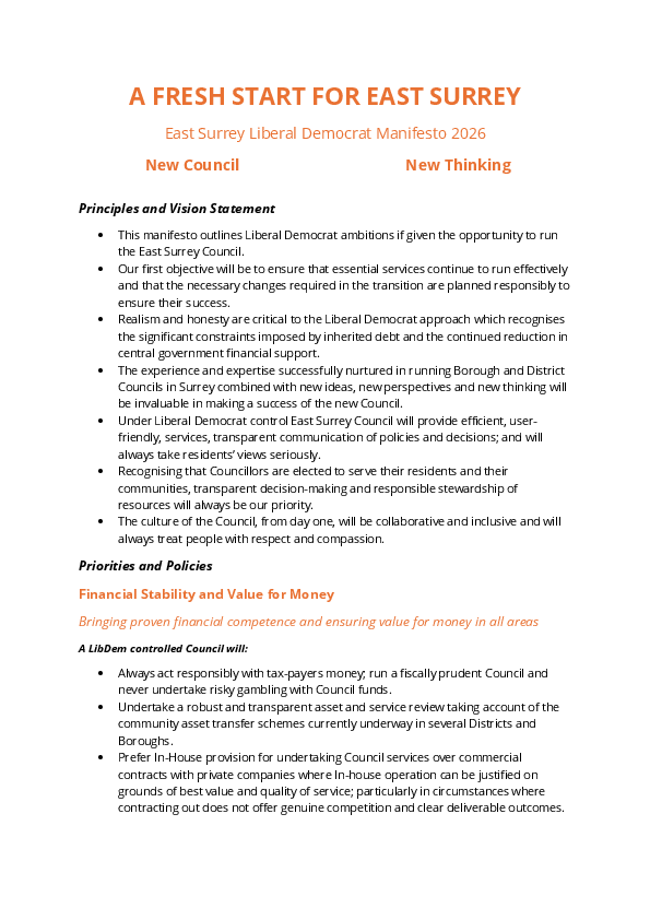 Easy Surrey Manifesto