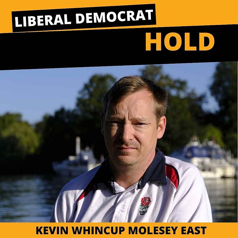 A picture of Kevin and text saying Hold in Molesey East
